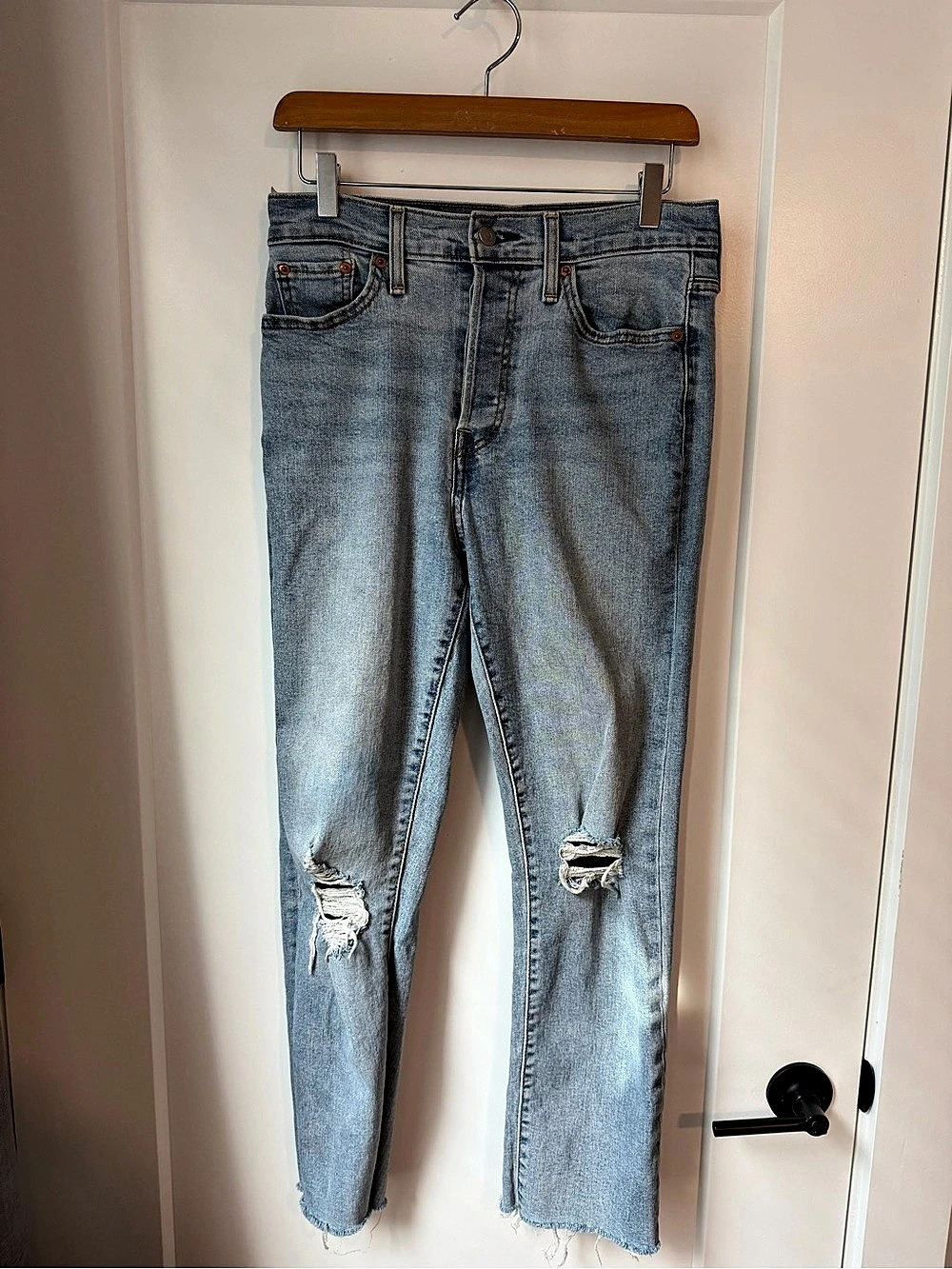 Levi's Wedgie Straight Leg Distressed Jeans